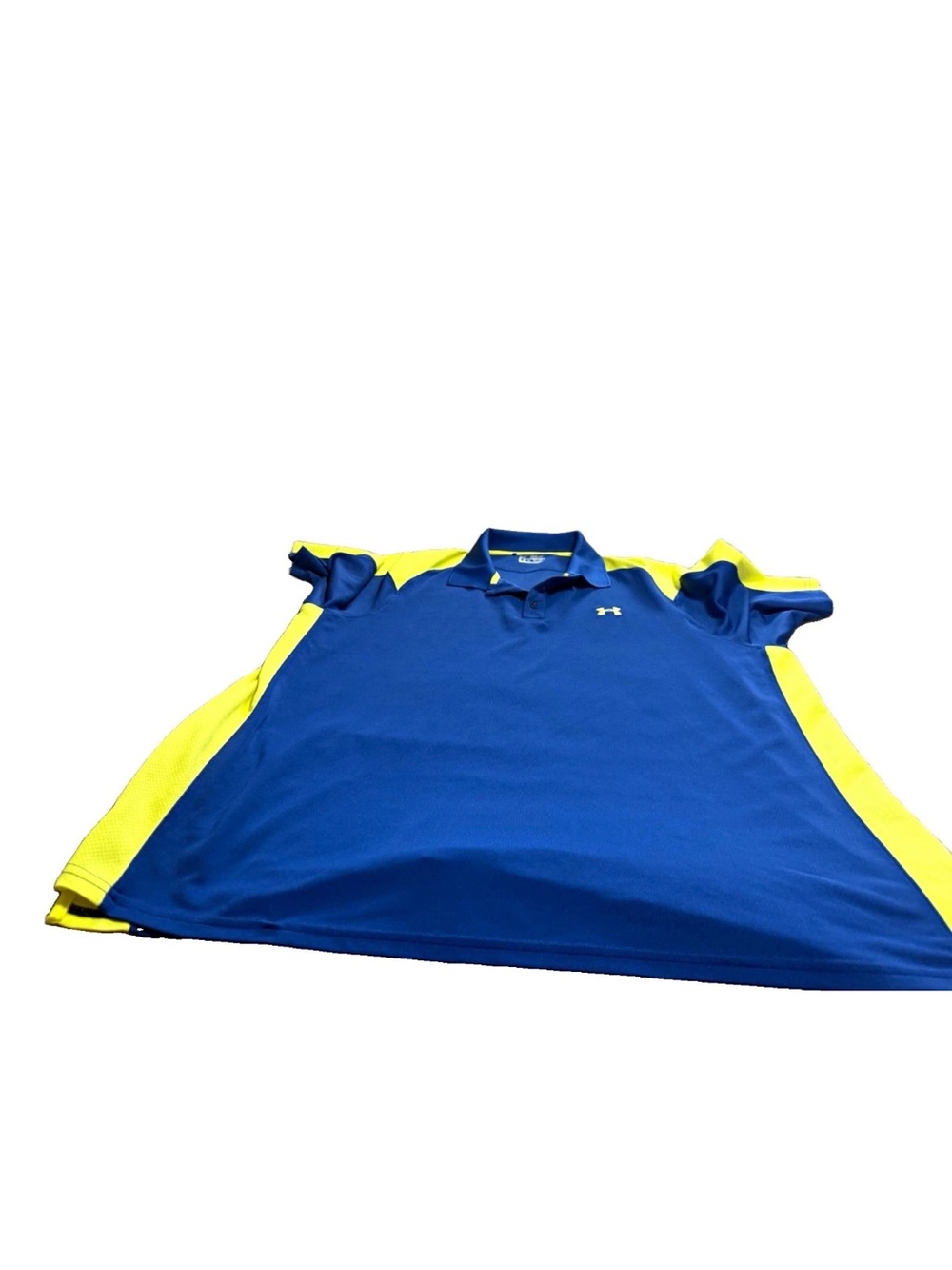 Under Armour Mens Blue/Yellow HeatGear Loose Fit Short Sleeve Polo! 3XL